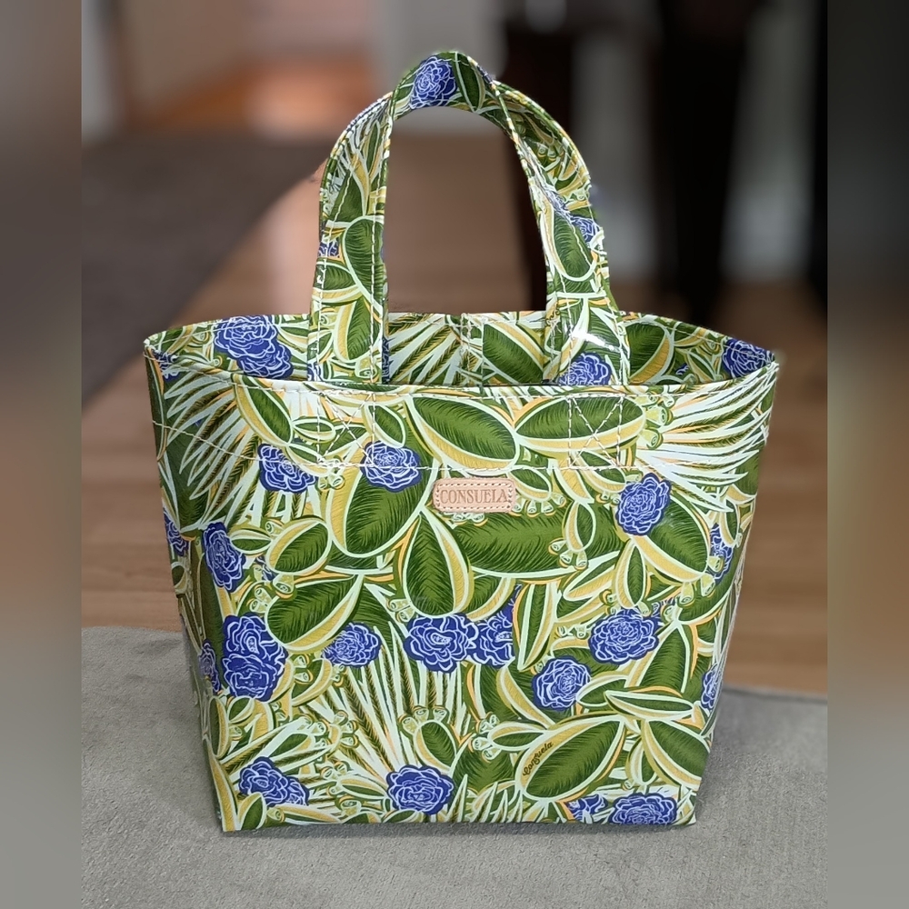 Consuela Green and Blue Floral Tote Bag